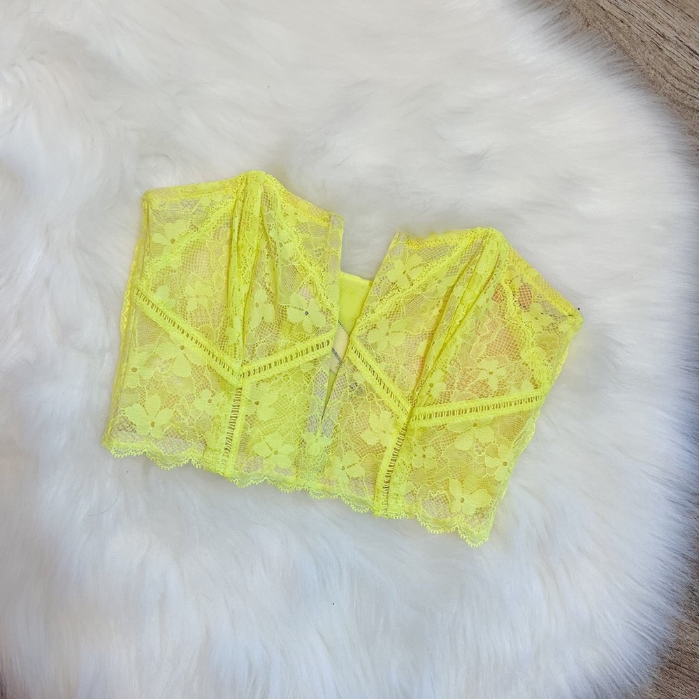 Victoria's Secret Yellow Mesh Lace Bustier Top